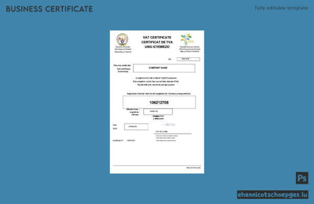 Beispiel für ein ruandisches Mehrwertsteuerzertifikat (Word- und PDF-Datei)